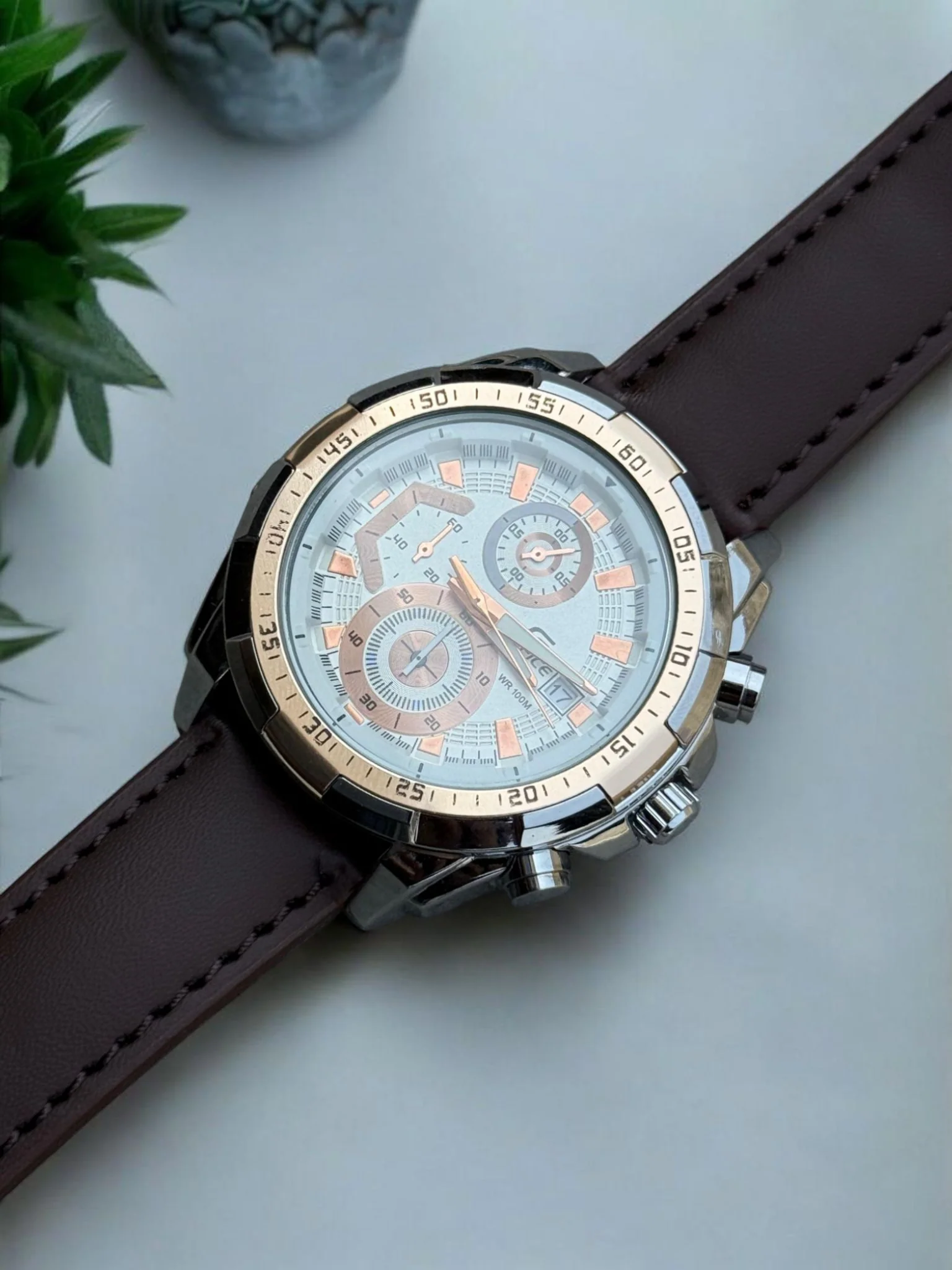 EDI-Cas Chronograph Watch - Stainless Steel Dial Case